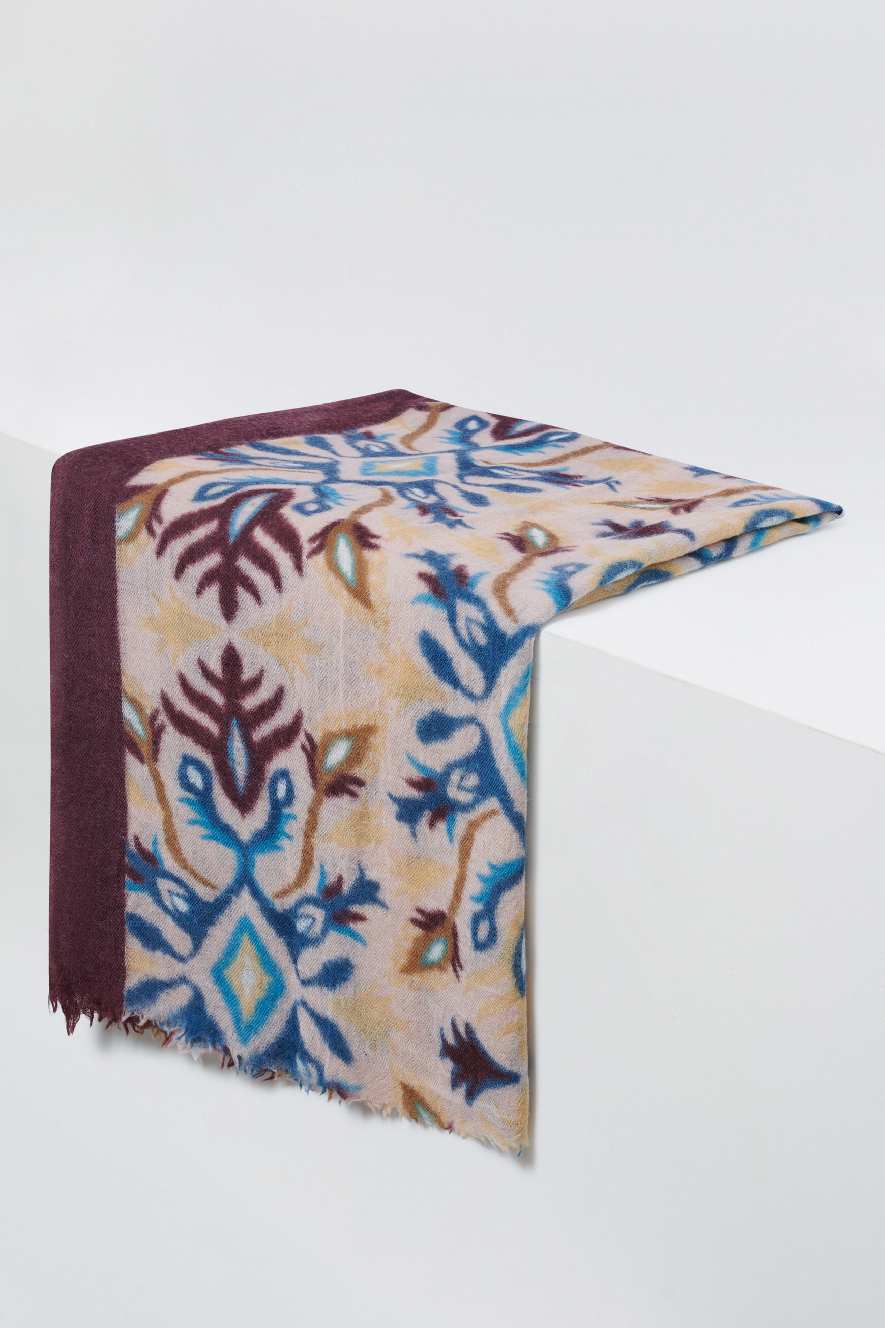 foulard polina 100% laine prune femme