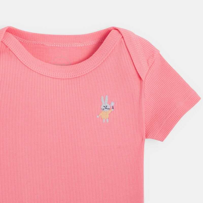 T-shirt manches courtes bébé en coton bio rose Absorba