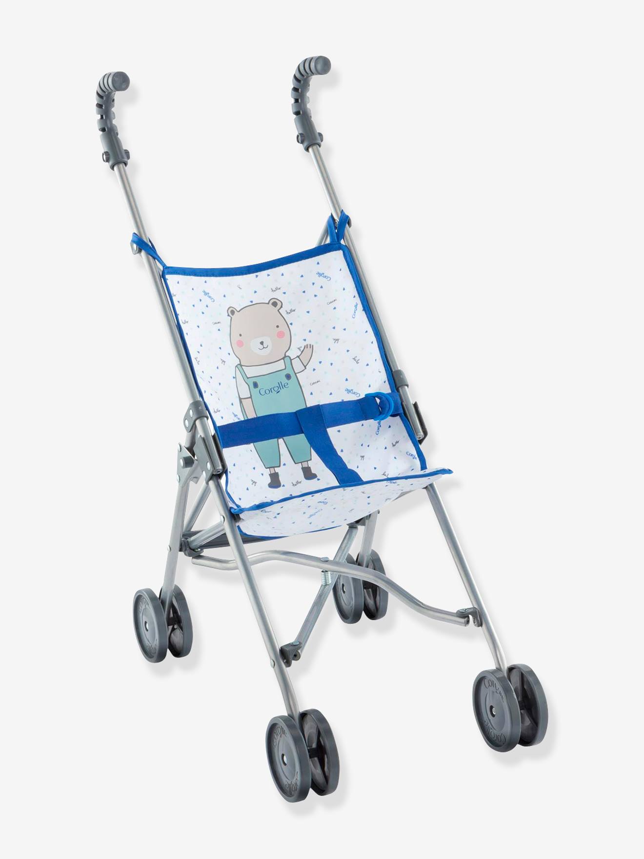 Poussette canne bleue COROLLE pour poupon de 36 à 42 cm bleu