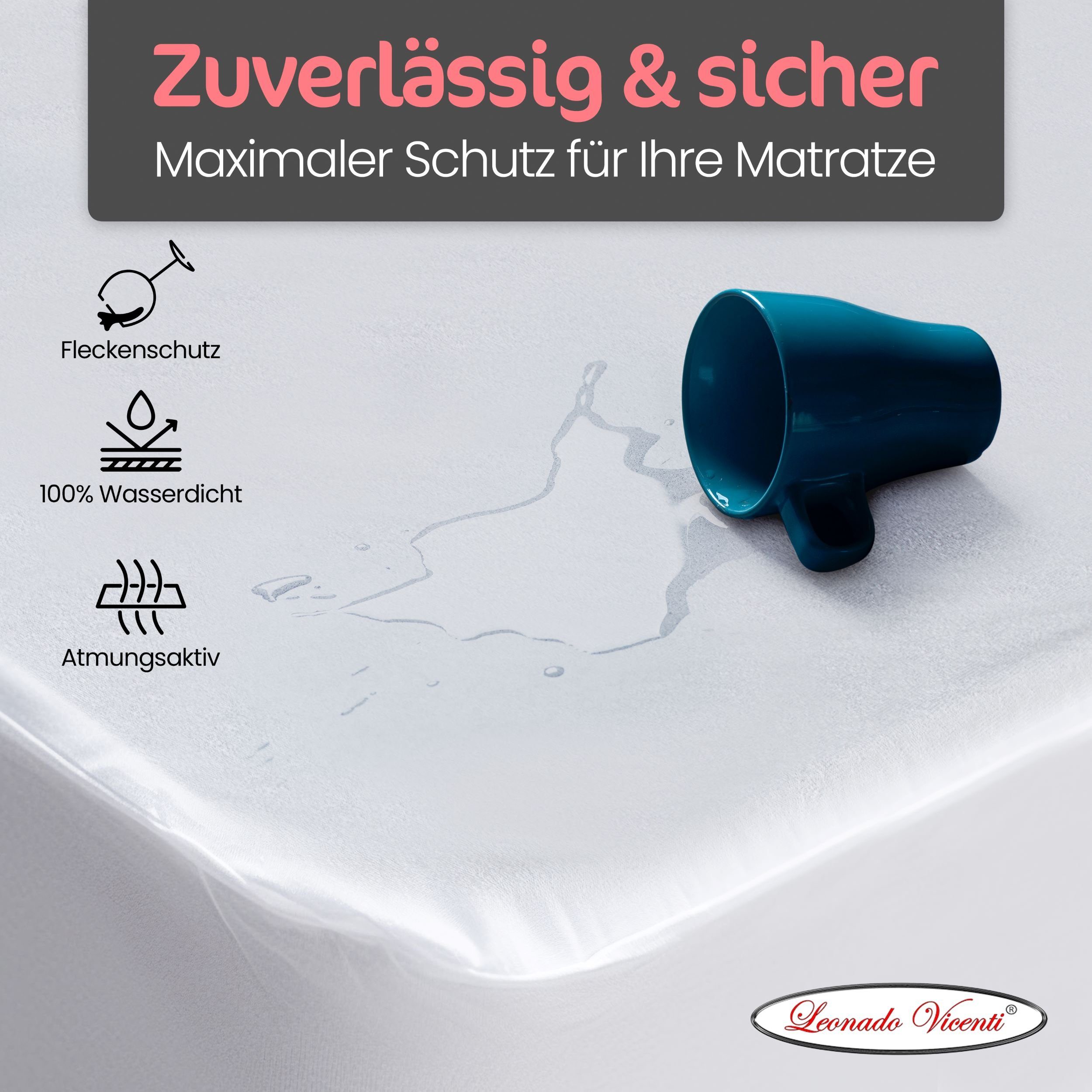 Matratzenschoner Leonado Vicenti, Wasserdichte Matratzenschoner Matratzenauflage mit Rundumgummi