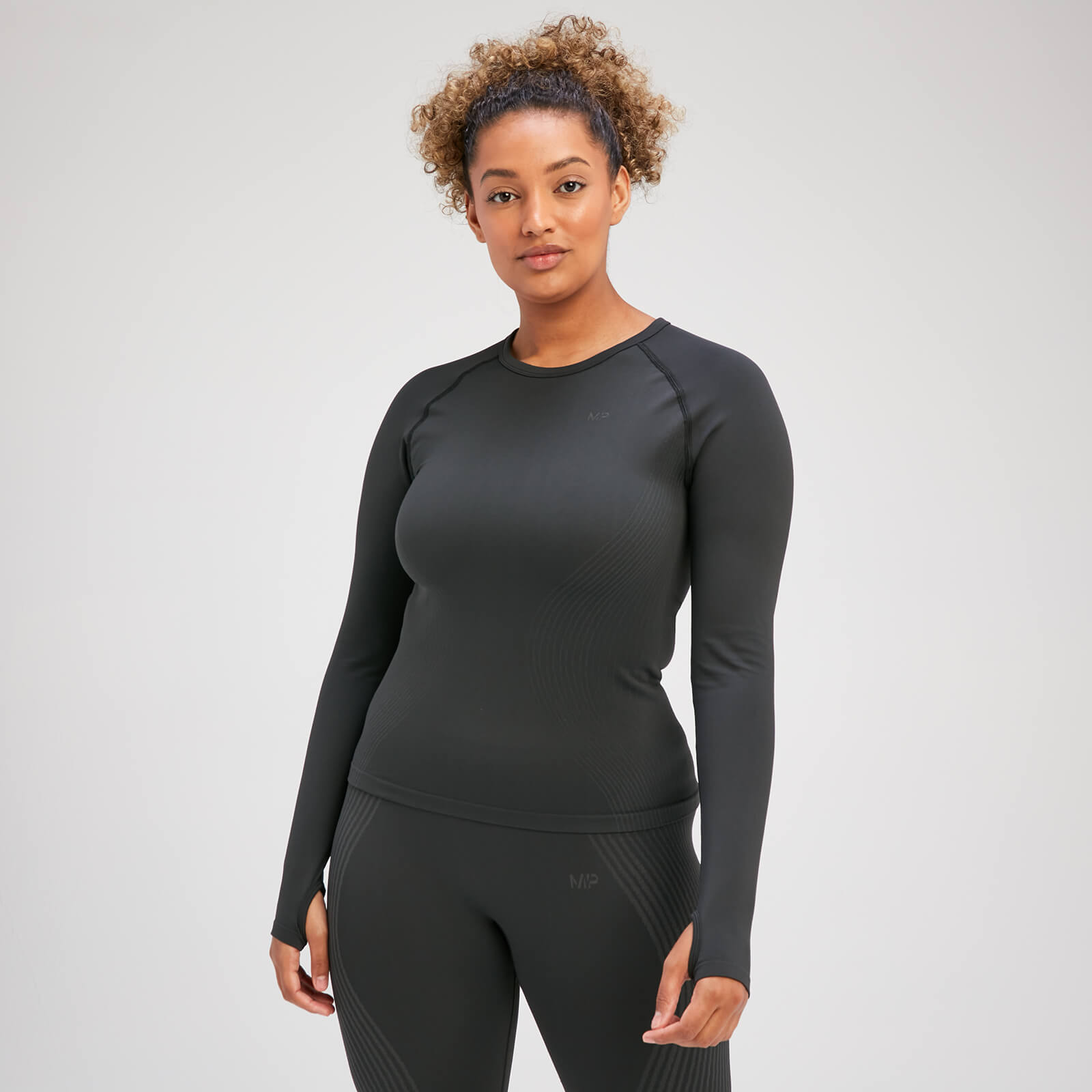 Haut sans coutures à manches longues MP Tempo Illusion pour femmes – Noir
