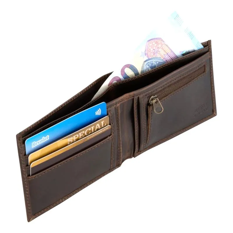 Buckle & Seam Leder Portemonnaie Bill - Braun