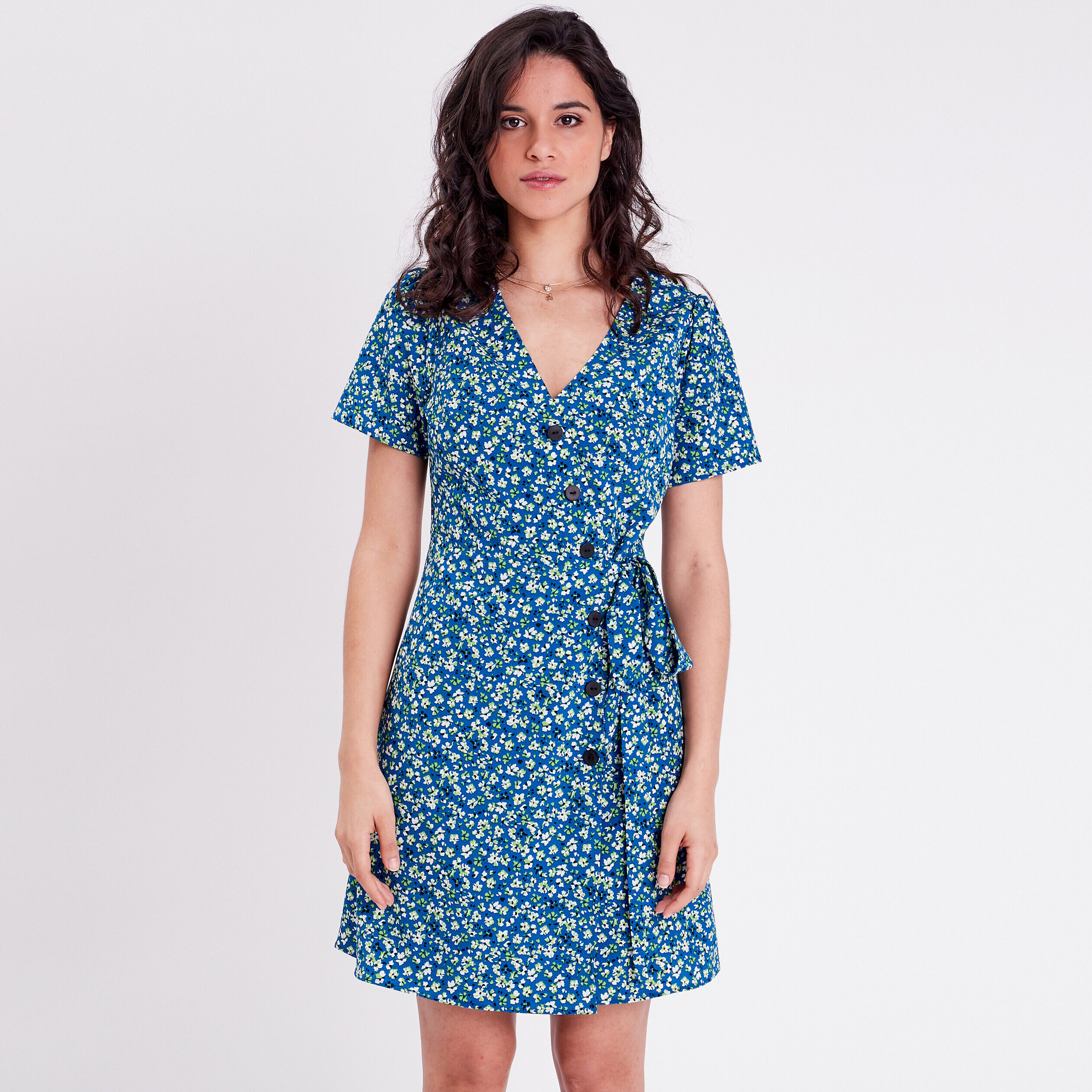 Robe cache-coeur bleu femme | Cache Cache