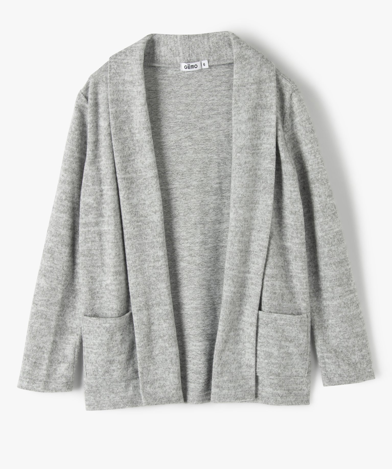 Gilet fluide porté ouvert fille gris | GEMO