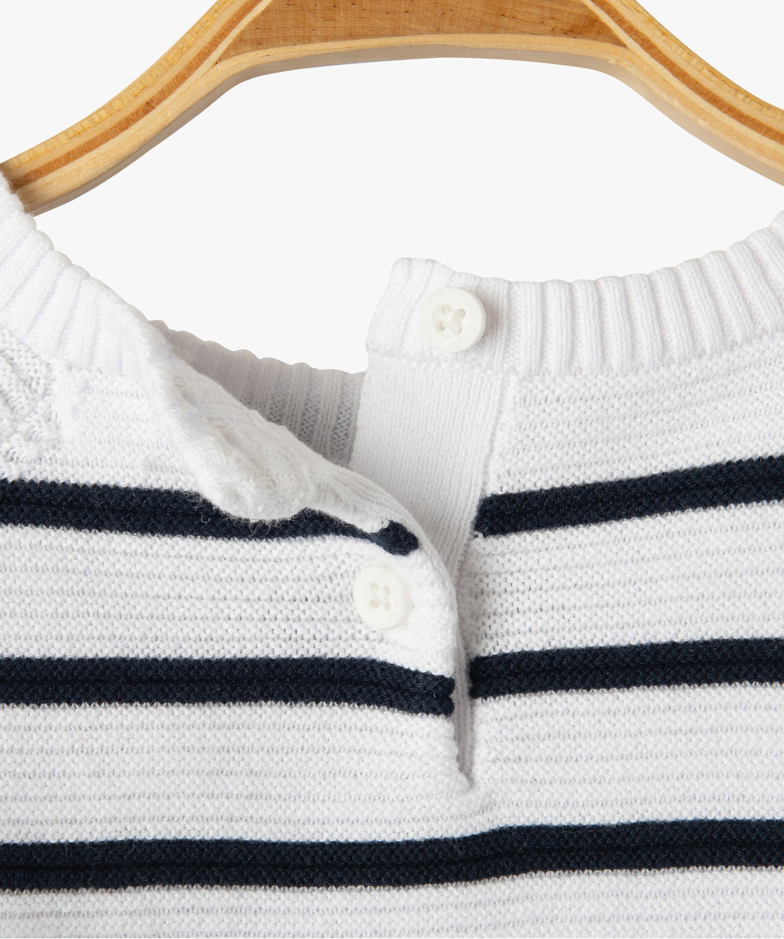Pull bébé à rayures en maille ctelée blanc | GEMO