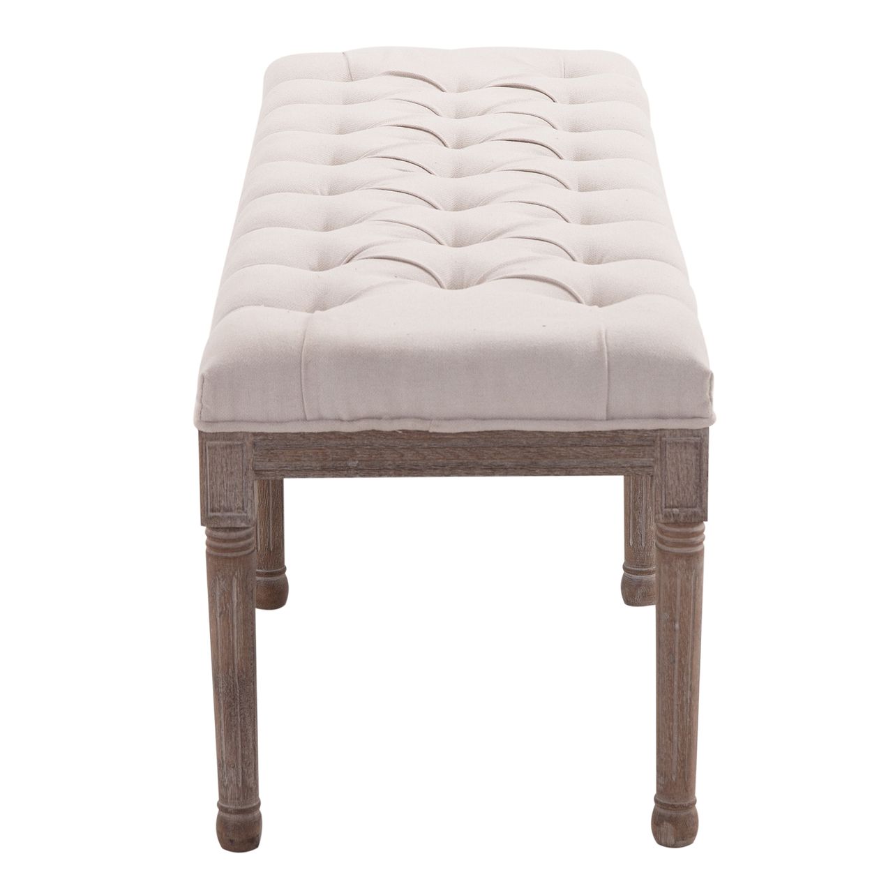 HOMCOM Polsterbank Sitzbank Lounge Sitzhocker Vintage Retro mit Knöpfen Leinen   Holz beige 142 x 47 x 51 cm