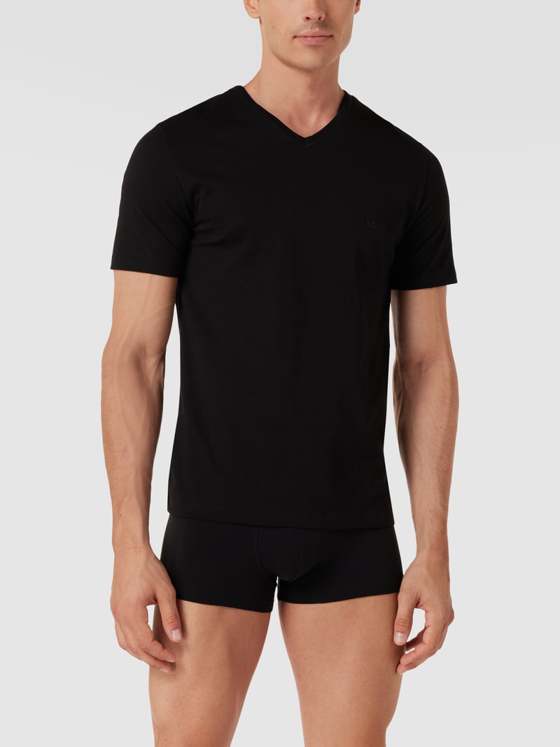 T-Shirt mit V-Ausschnitt im 3er-Pack Modell 'Classic' in mittelgrau meliert