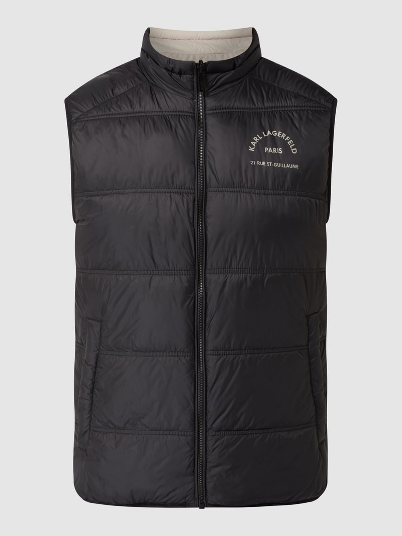 Steppweste mit Label-Print in schwarz