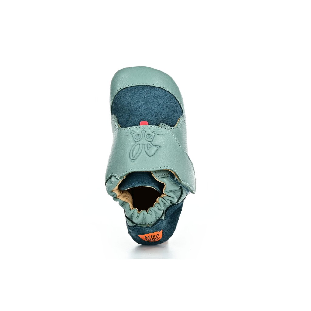 Affenzahn Krabbelschuh Leder Crawly Hase Petrol