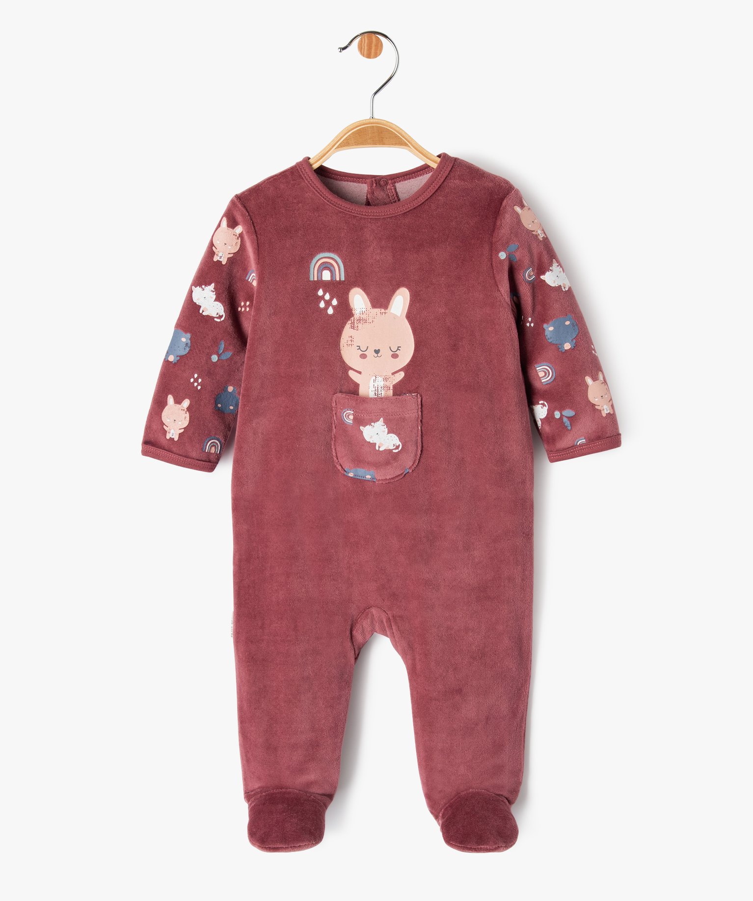 Pyjama dors-bien en velours bébé fille - Petit Béguin bordeaux | GEMO