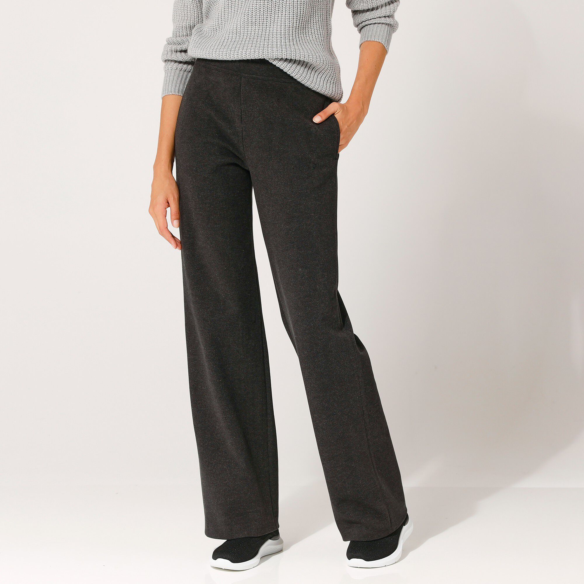 Pantalon large chaud, maille milano