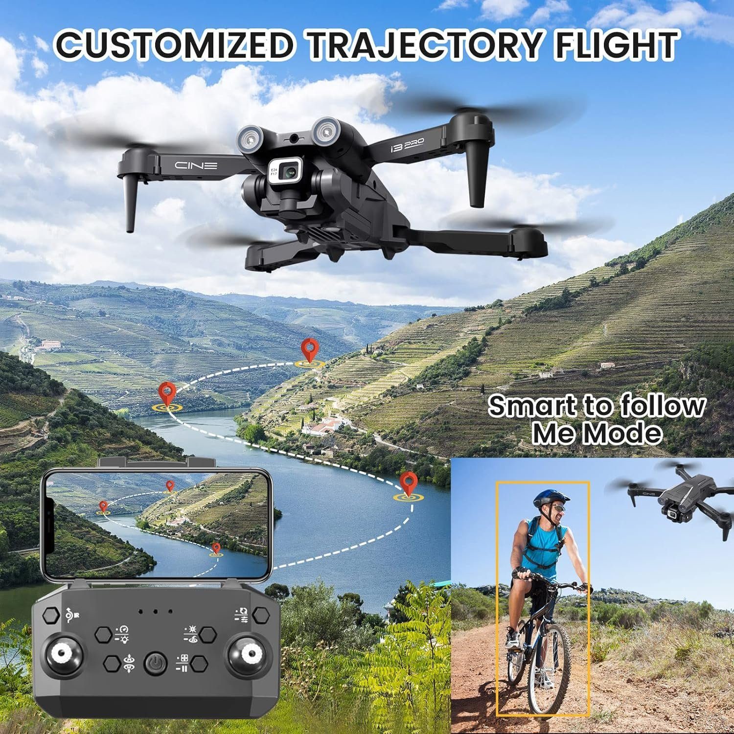 Mingfuxin Drohne (1280 x 720, Kamera RC Quadcopter WIFI FPV Live-Video Höhenhaltung Headless-Modus)