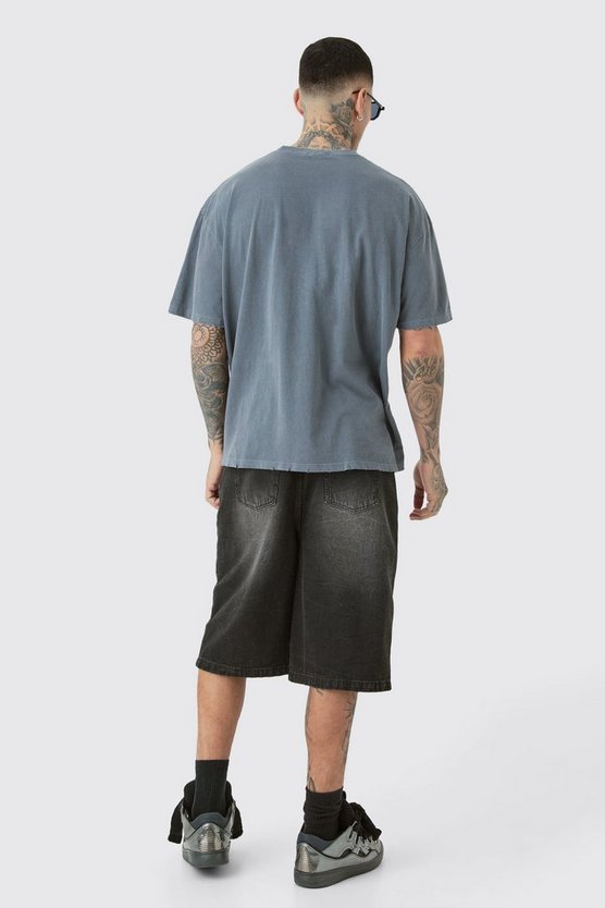 Tall zerrissenes Oversize T-Shirt mit Alien-Print