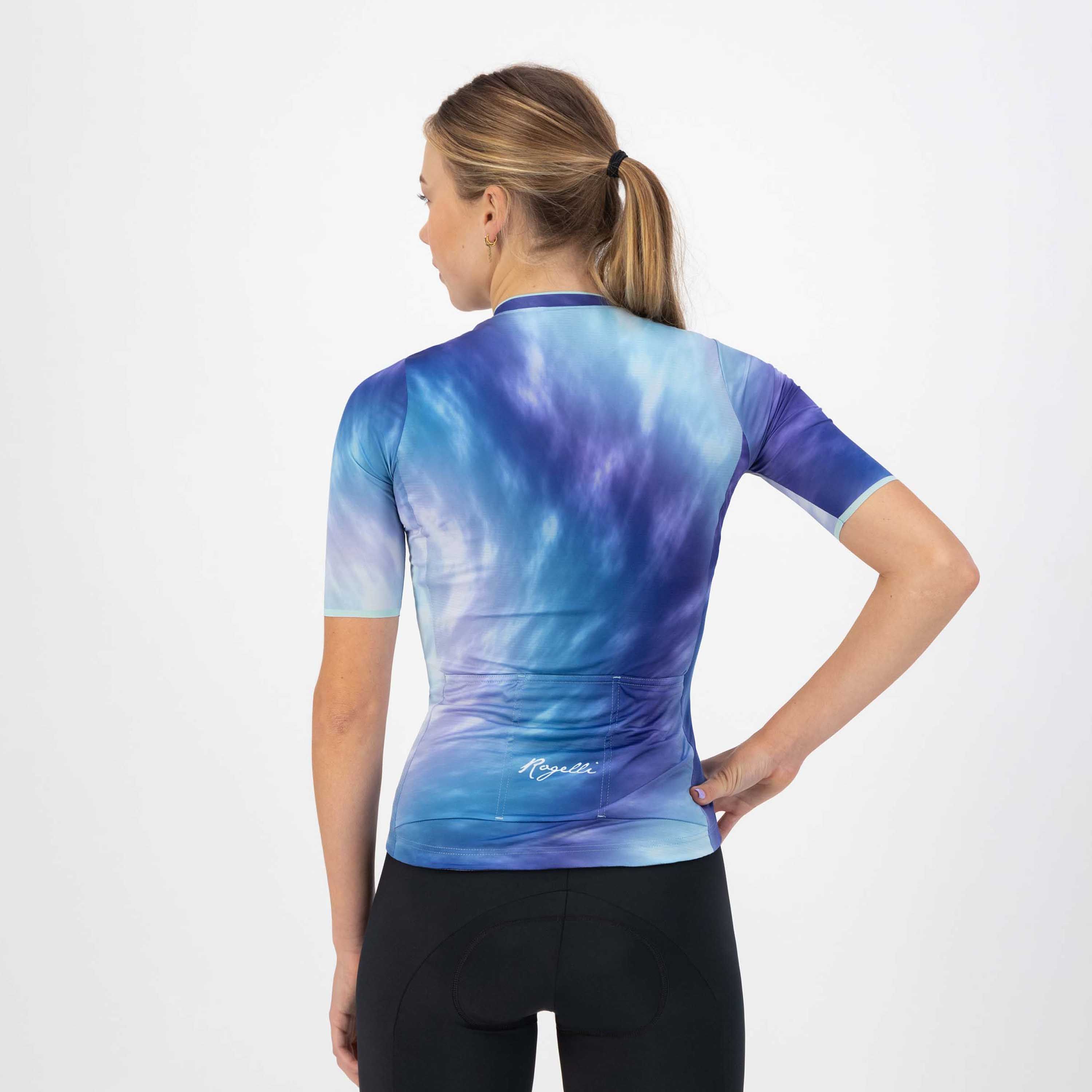 Rogelli Tie Dye Blau Damen Radtrikot Kurzarm