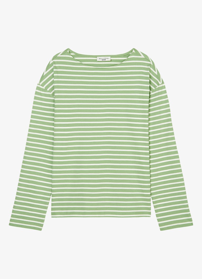 Tricou Marc O'Polo cu mânecă lungă din denim și dungi