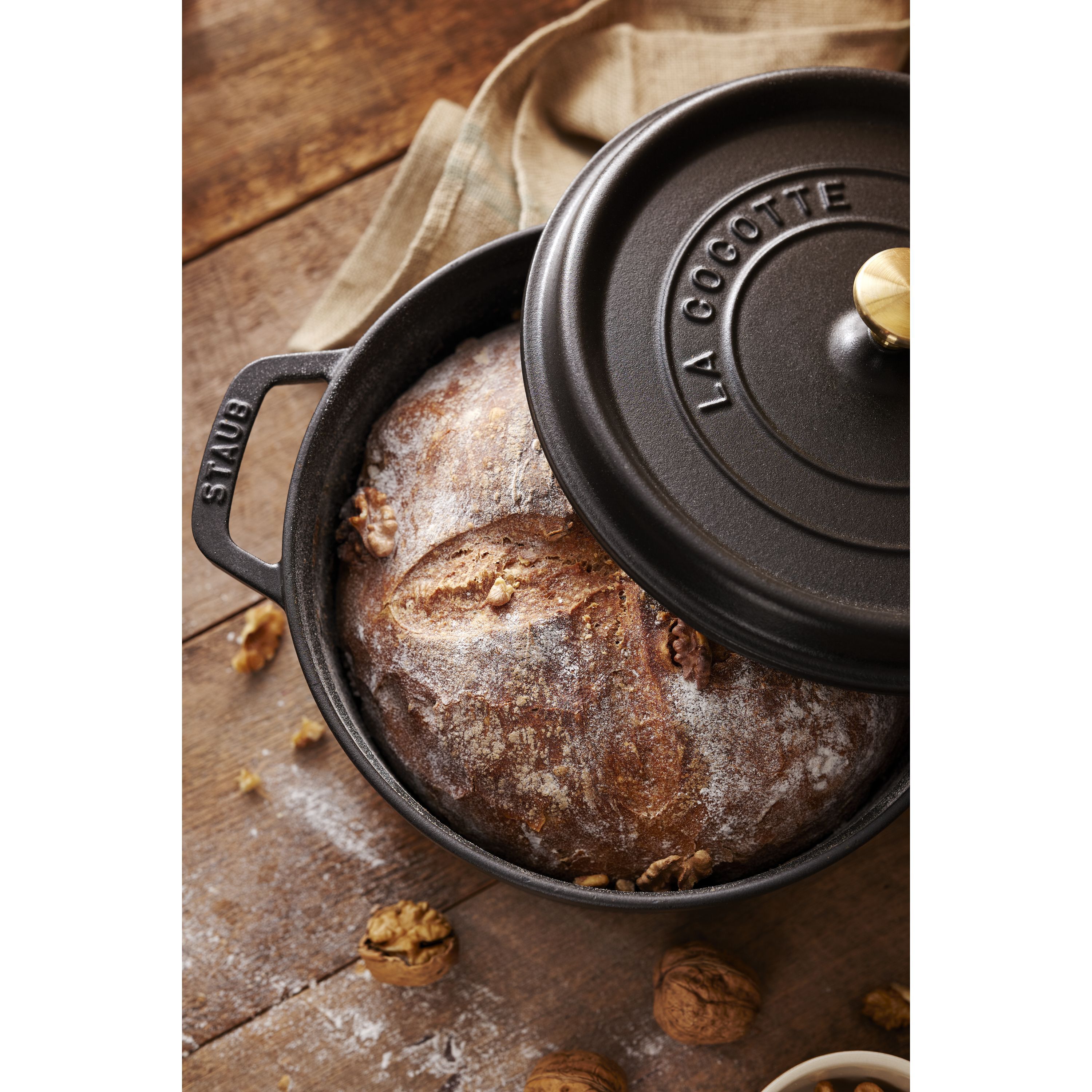 Cocotte 24 cm, rund, Schwarz, Gusseisen