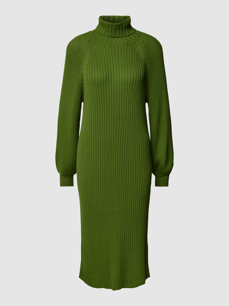 Knielanges Strickkleid mit Rollkragen Modell 'LINE' in grün
