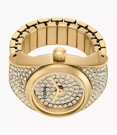 Fossil Ringuhr 3-Zeiger-Werk Edelstahl goldfarben