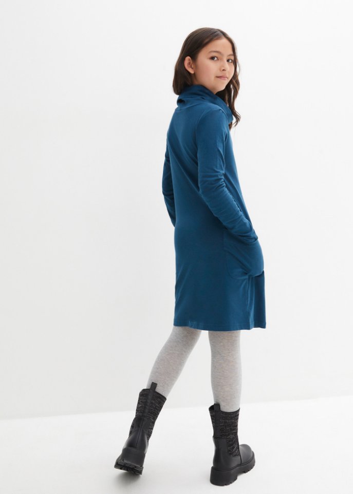 Mädchen Jerseykleid mit großem Kragen