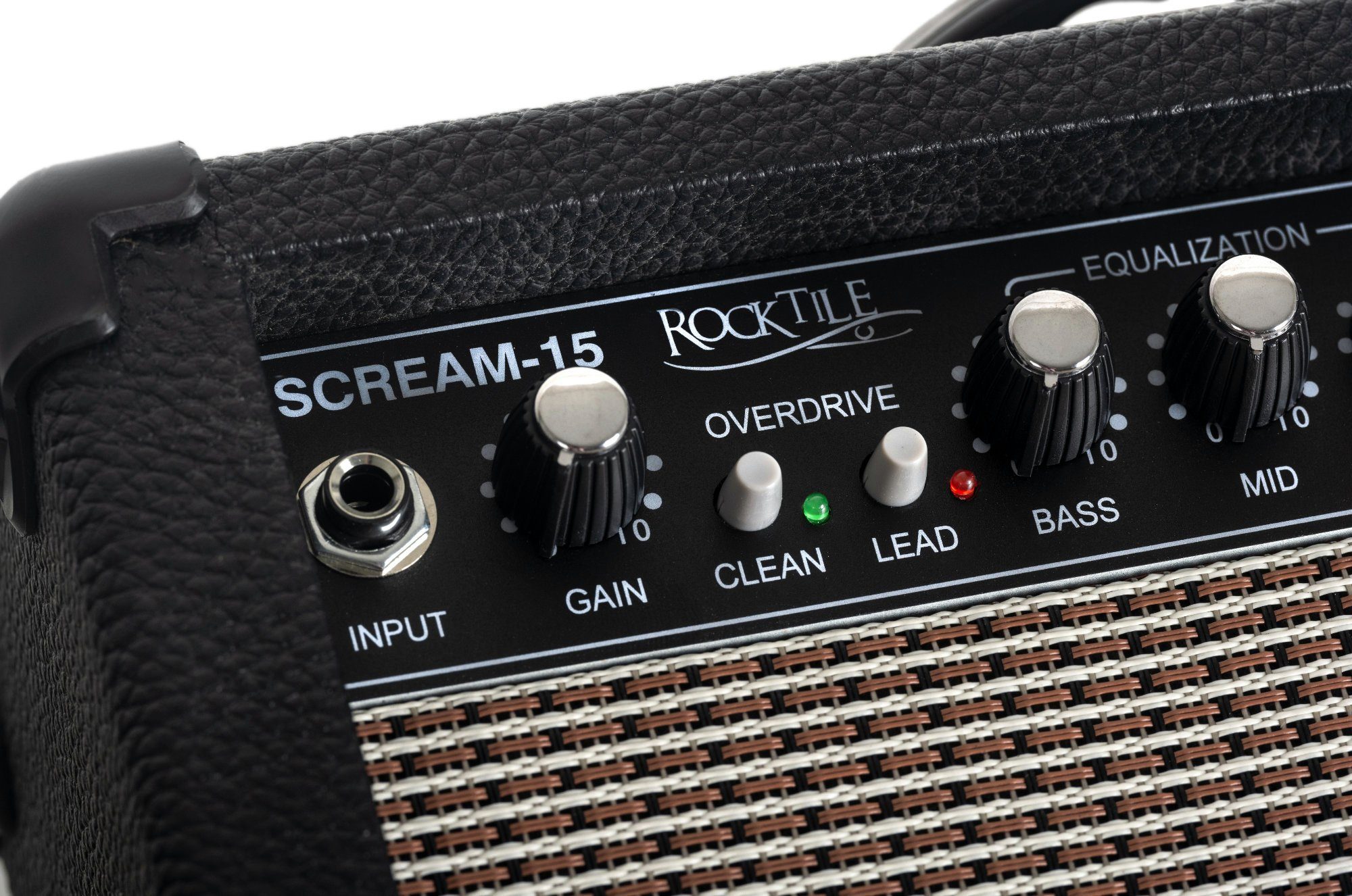Rocktile Scream-15 Gitarrenverstärker Verstärker (Anzahl Kanäle: 2 (Clean und Overdrive), 15 W, Mini Combo Amp - 3-Band Equalizer)