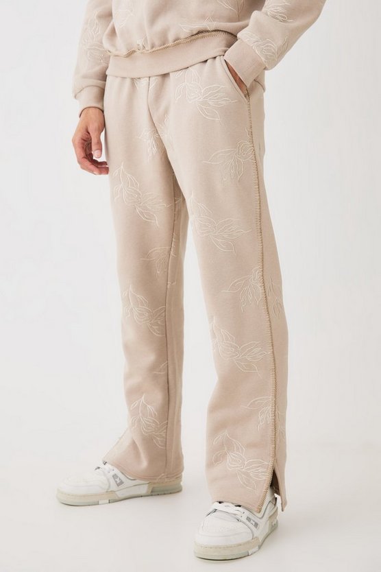 Bestickte Jogginghose mit geteiltem Saum