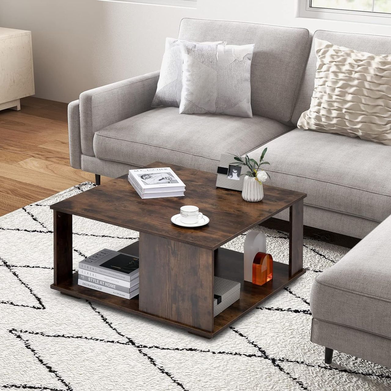 Costway 2 Ebenen Couchtisch aus Holz