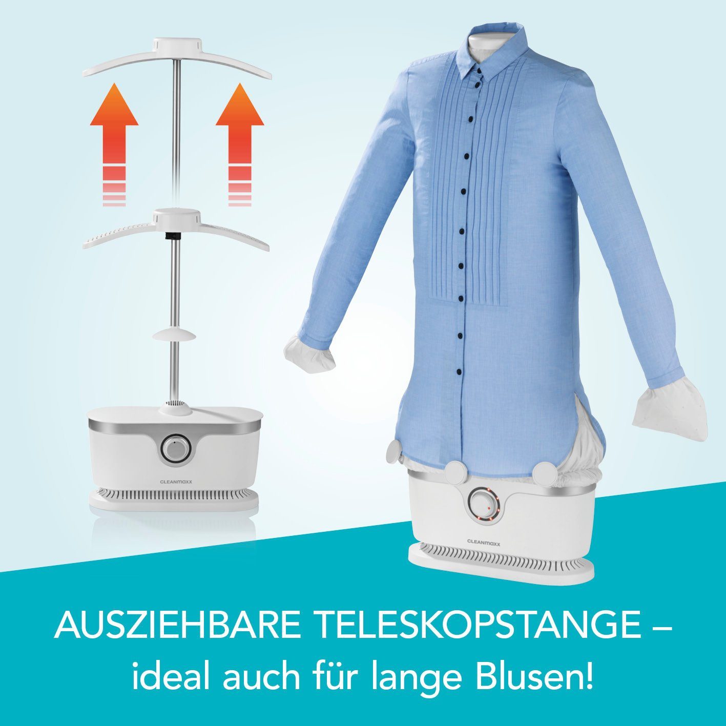 CLEANmaxx Bügelsystem Hemden- und Blusenbügler 1800W weiß 2024-Model, 1800,00 W, Hemdenbügler 2024 Model