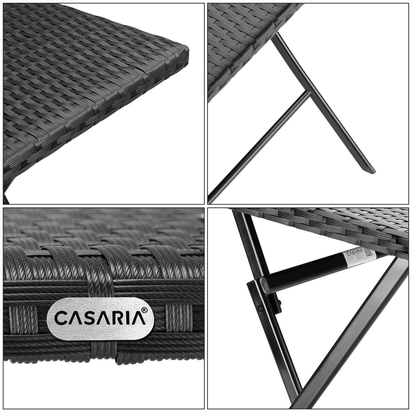 Casaria Klapptisch Rom (1-St), Polyrattan 63x63cm Platzsparend Klappbar Tragbar 60kg Belastbarkeit
