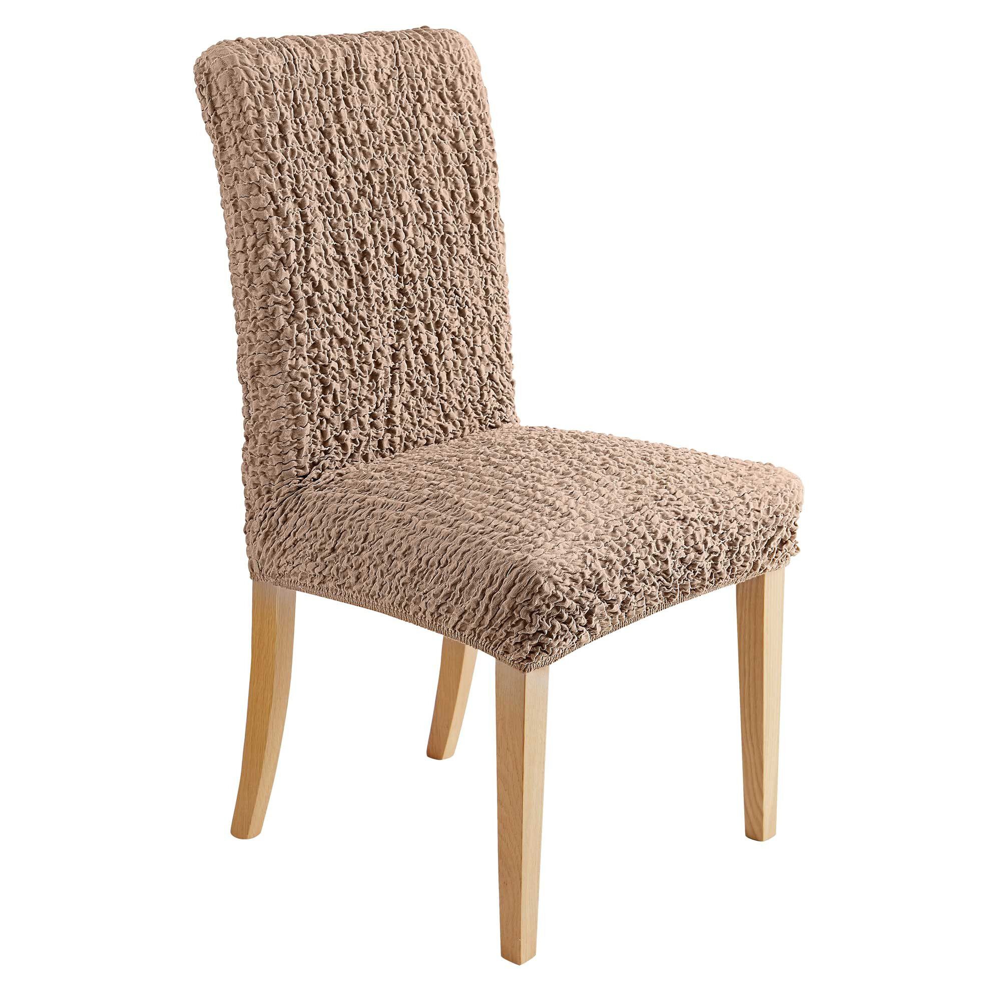 Housse chaise unie gaufrée bi-extensible