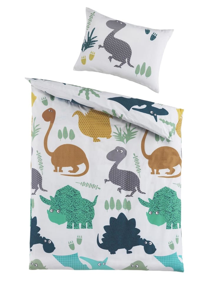 Carpe Sonno Renforce Bettwäsche Set Dinos in Mehrfarbig günstig kaufen 100 x 135 cm   40 x 60 cm