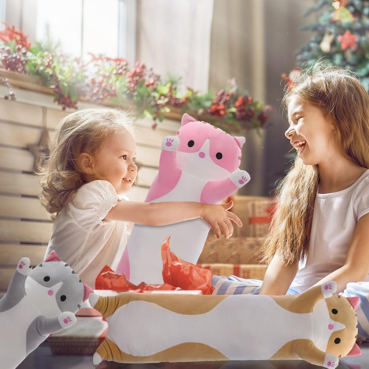 vokarala Seitenschläferkissen Plüsch Kissen Plüschtier Schlafkissen Weiche Lange Kuschelkissen 90cm, Seitenschläfer Rückenschläfer kissen Geschenk für Kinder Freundin