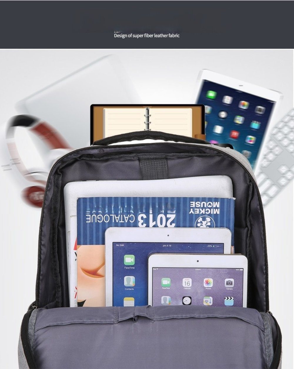 RAIKOU Laptoprucksack 25L Tagesrucksack Freizeitrucksack Cityrucksack 15.6 Zoll, mit USB-Anschluss
