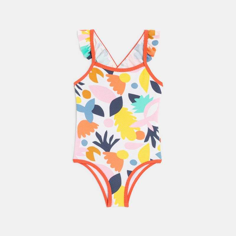 Maillot de bain 1 pièce bébé fille à motifs abstraits blanc Catimini
