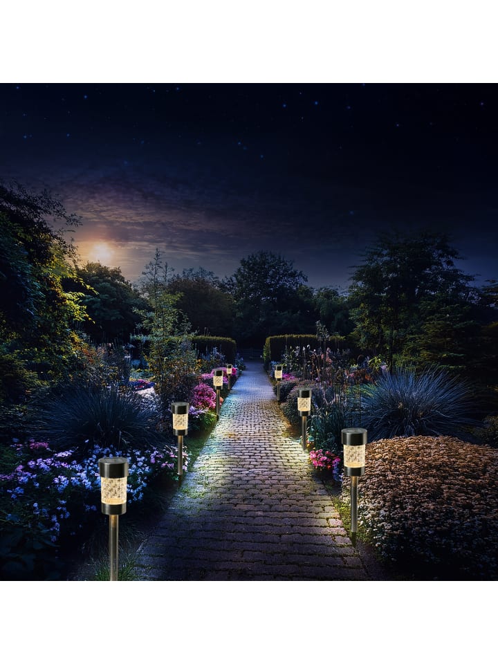 MARELIDA LED Solar Wegleuchte mit Erdspieß für Garten Balkon H: 15cm in silber günstig kaufen onesize