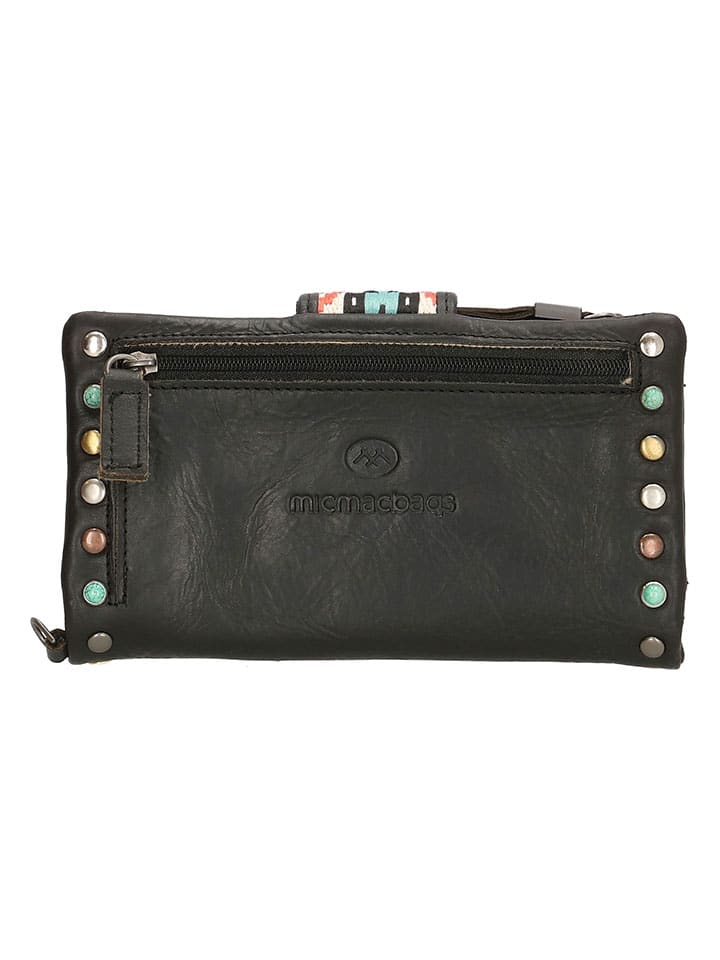 micmacbags Leder-Geldbörse in Schwarz - (B)17 x (H)10 x (T)3 cm günstig kaufen onesize