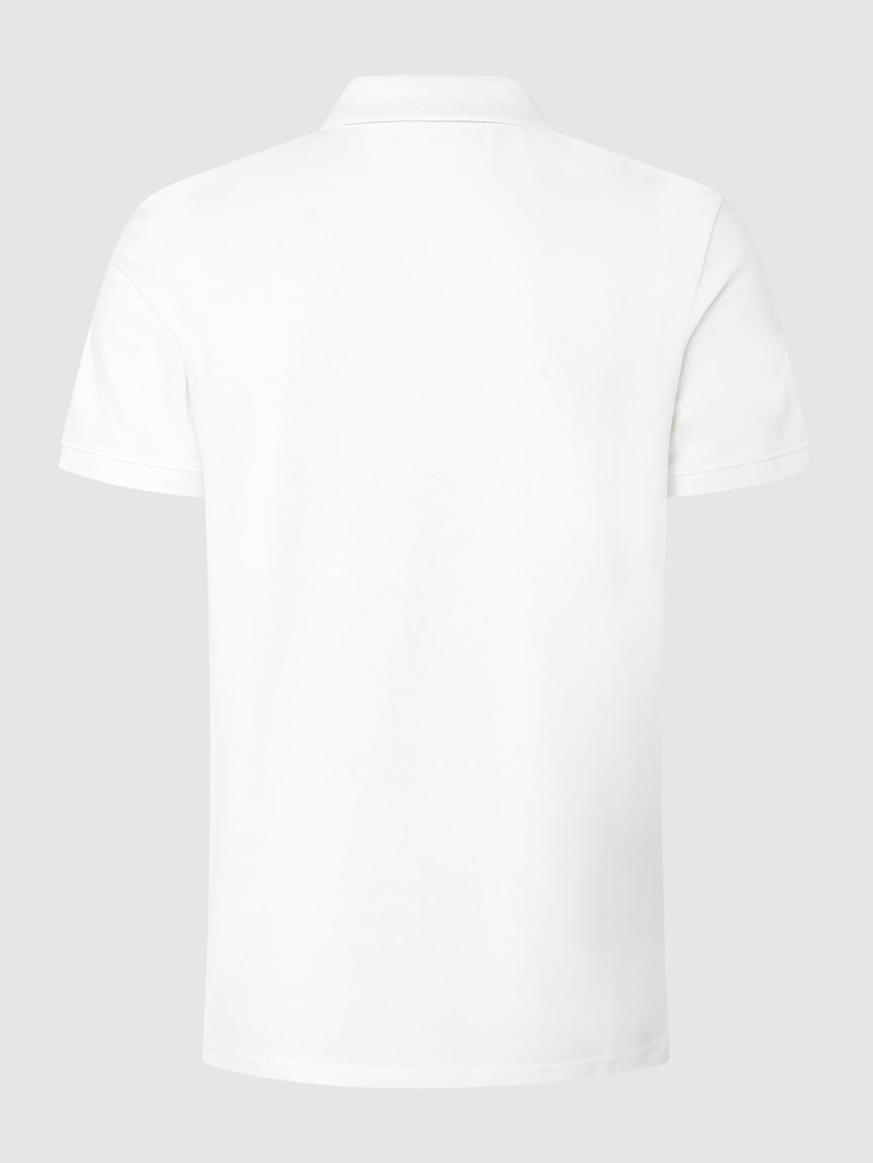 Poloshirt mit Logo-Stitching Modell 'Basic' in weiß