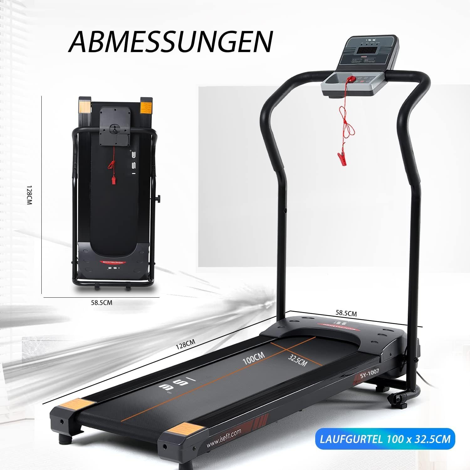 ISE Laufband (LCD Display&Bluetooth APP, verstellbar Programmen, SY-1007), klappbar für zuhause, 750W Motor für Lauftraining mit LCD Display