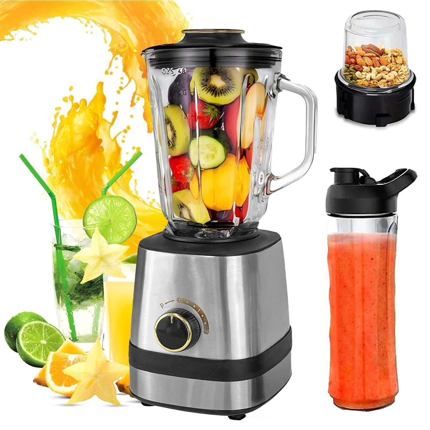 Mutoy Standmixer Standmixer Mixer Smoothie Maker mit 1,5 L Mixbehälter, Standmixer Hochleistungsmixer mit 6 Klingen
