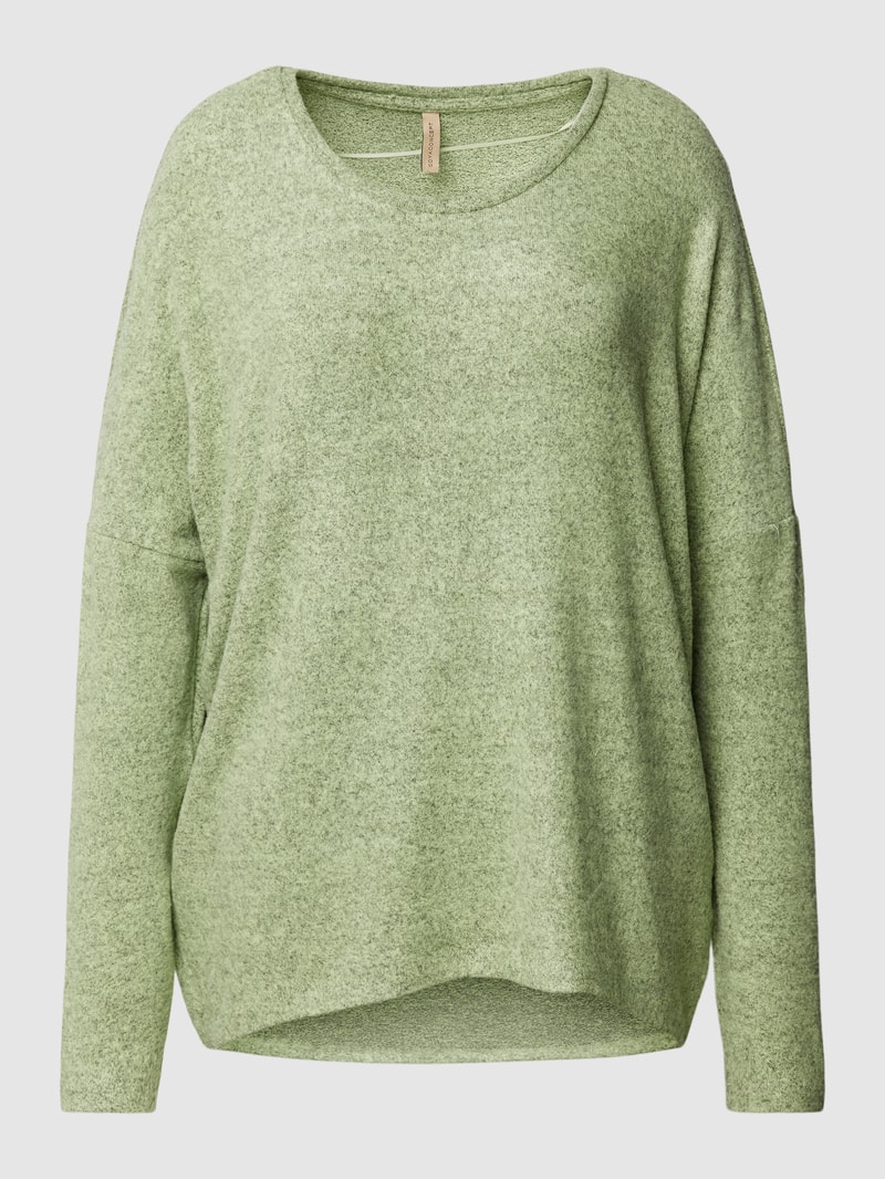 Longsleeve mit verlängertem Rücken Modell 'Biara' in hellgrün meliert