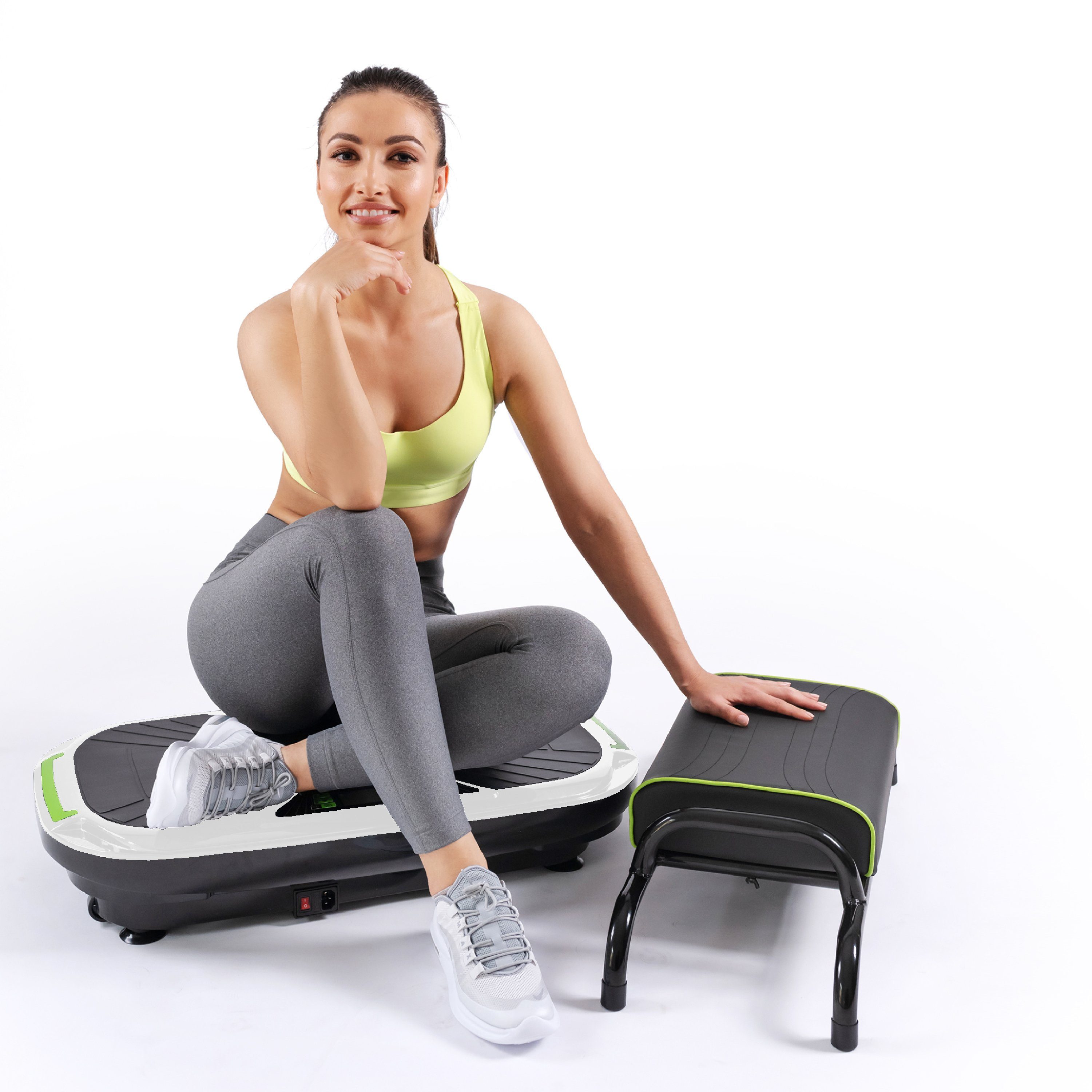 Donnerberg Vibrationsplatte Thera MP-888 SET, 1000,00 W, 32 Intensitätsstufen, (SET, 2 tlg., mit Sportsitz und Trainingszubehör), 3D Multiplate + Sportsitz + Fernbedienung und Trainingszubehör