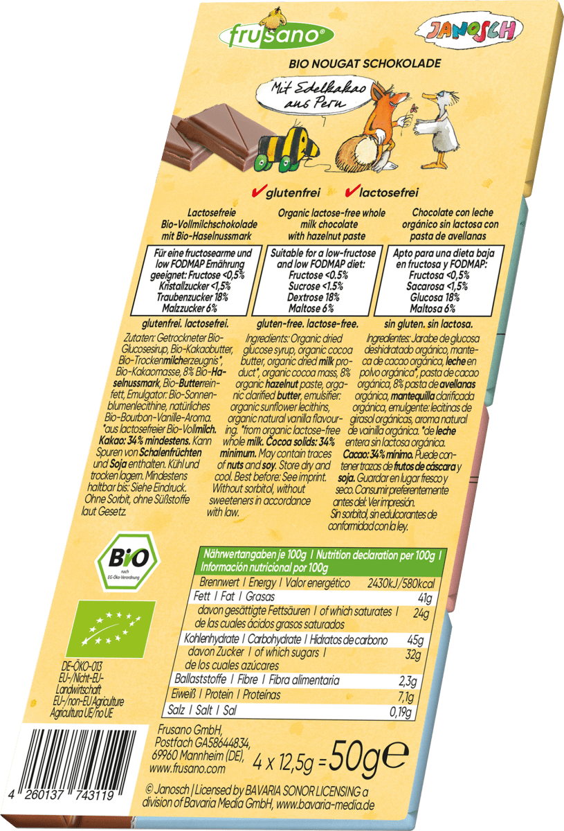 Schokolade, Nougat \Janosch\ (4 Stück), 50 g