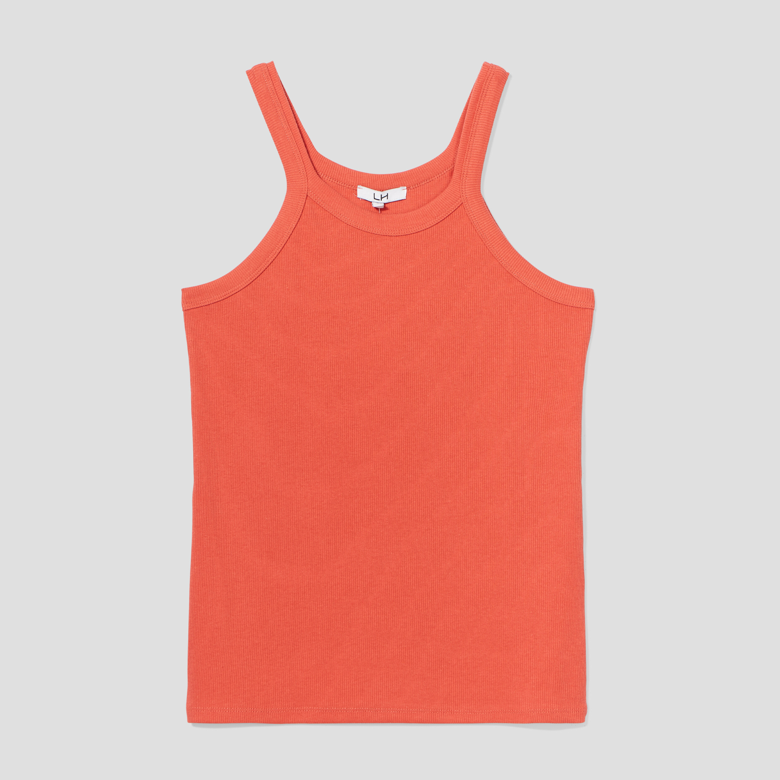 Débardeur côtelé encolure américaine orange foncé femme | La Halle