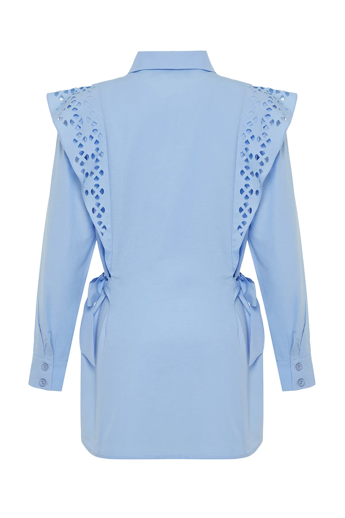 Trendyol Modest  Hellblaues besticktes Hemd aus gewebter Baumwolle TCTSS24TG00004