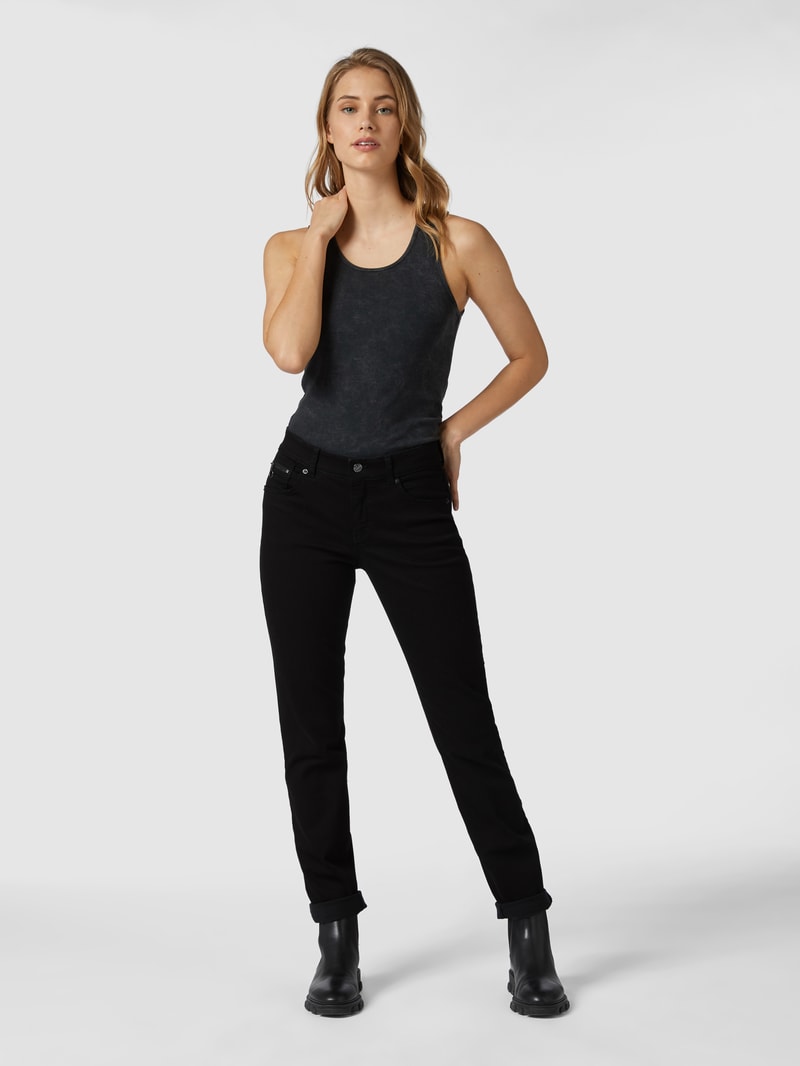 Slim Fit Jeans mit Reißverschlusstasche in schwarz