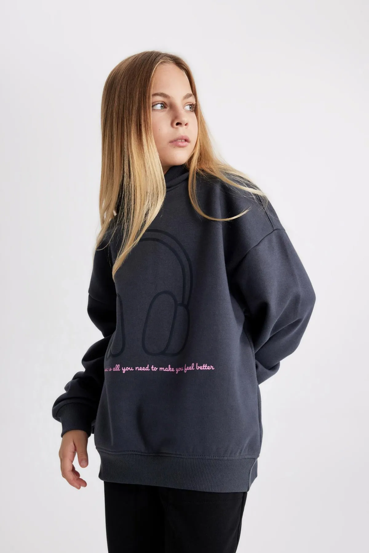 DeFacto  Dickes Kapuzen-Sweatshirt für Mädchen in Oversize-Passform mit weicher, flauschiger Innenseite