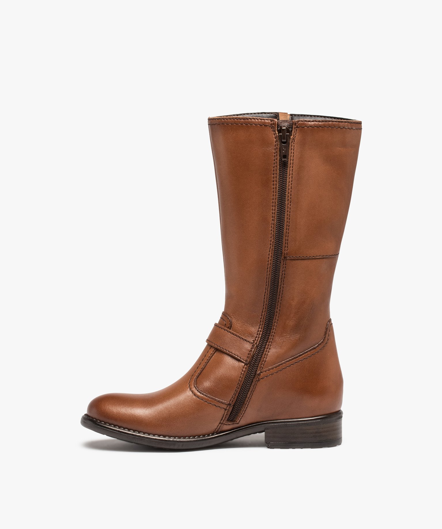 Bottes fille cavalières unies dessus cuir - Tanéo marron | GEMO