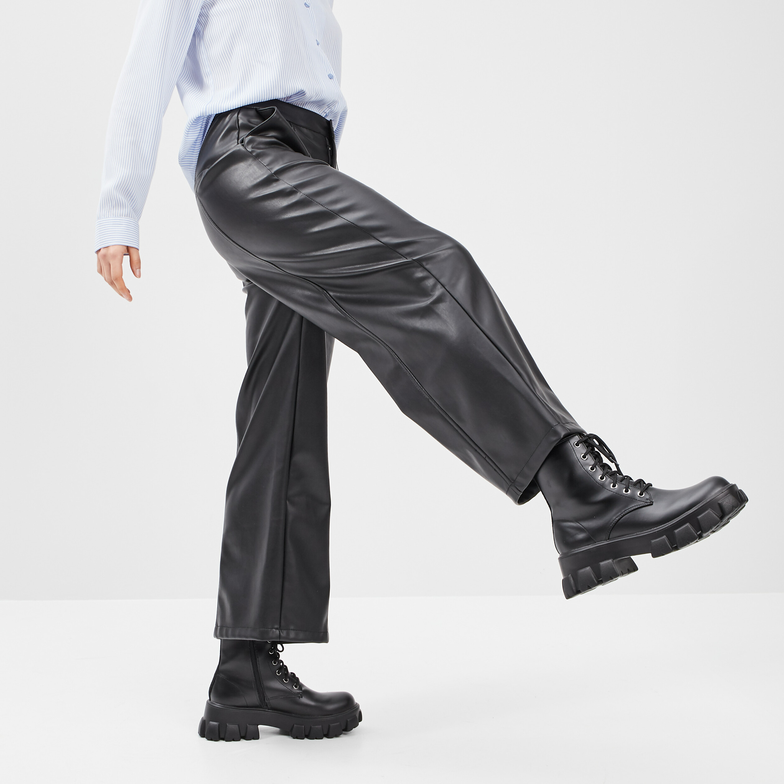 Pantalon large taille haute noir femme | La Halle