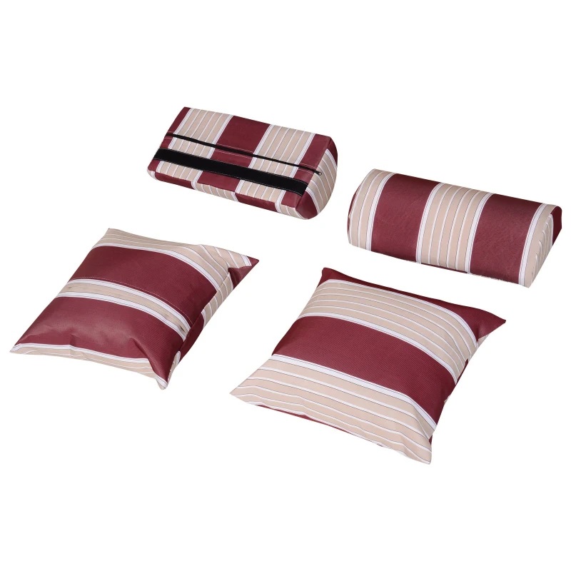 PureHaven Strandkorb 118x79x150 cm für 2 Personen inkl. Rücken- und Sitzkissen verstellbare Rückenlehne Klapptische und Fußstützen rose
