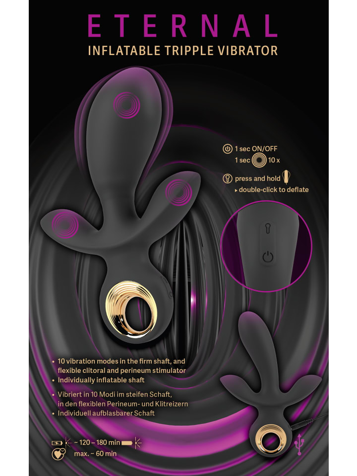 You2Toys Triple-Vibrator Inflatable Triple Vibrator in schwarz günstig kaufen 18,8 cm