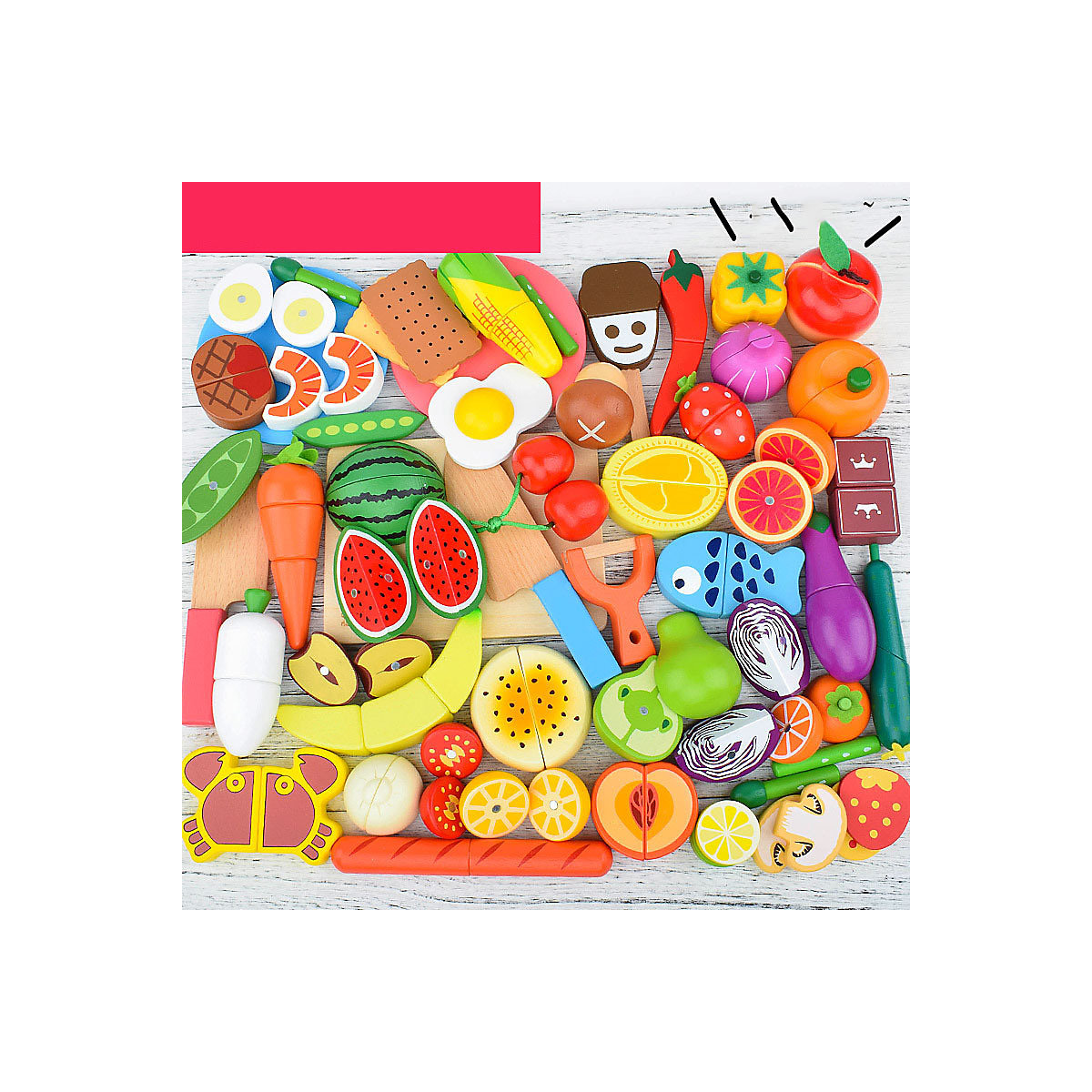 Zerhacktes Nachahmungsspielzeug Obst und Gemüse schneiden und kleben Kinder spielen Haus Küche Spielzeug